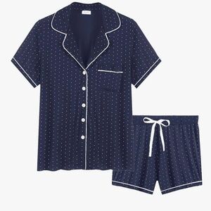 Joyaria Blue White Polka Dot Pajama Set Women's L